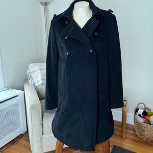 CHARLOTTE BRODY Black Double-Breasted Wool/Cashmere Blend Coat